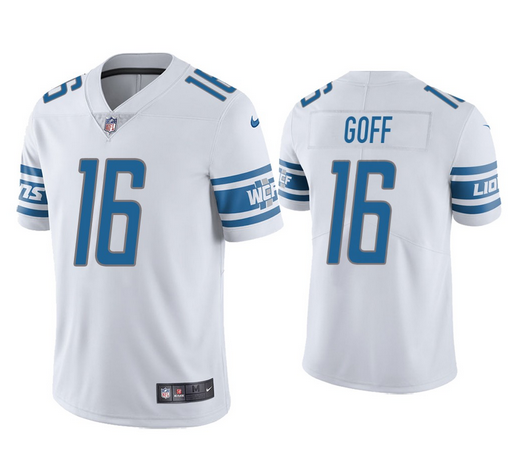 Men's Detroit Lions #16 Jared Goff 2021 White NFL Vapor Untouchable Limited Stitched Jersey Men's Detroit Lions #16 Jared Goff 2021 White NFL Vapor Untouchable Limited Stitched Jersey